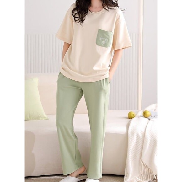 100% Cotton Women’s Pajama Set 2Pcs Pullover Top Sleepwear Loungewear - Picture 6 of 9